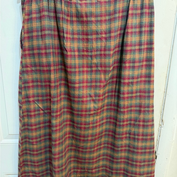 Woolrich Plaid Maxi Skirt in Olive Green & Burgundy - Picture 2 of 6